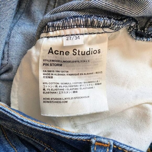 ACNE STUDIO PIN STORM MEDIUM WASH HIGH RISE SKINNY STRETCH JEANS - 27 - Picture 9 of 9